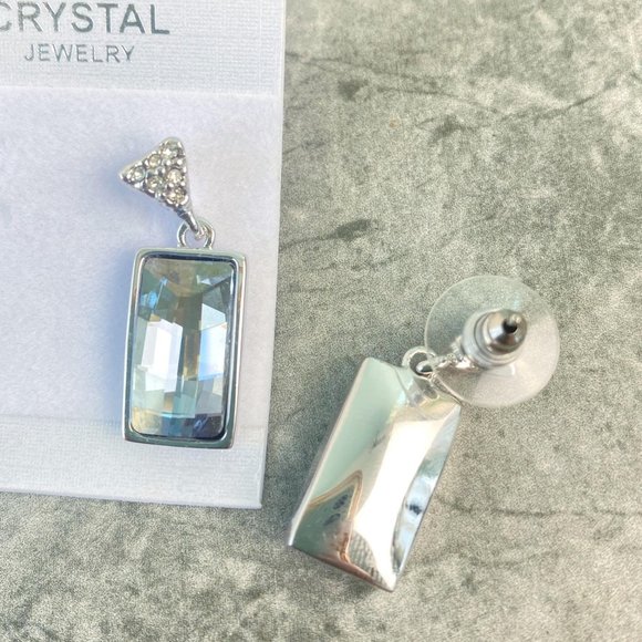 Austrian Crystal Occasion Earrings Dangle Silver - Picture 3 of 7